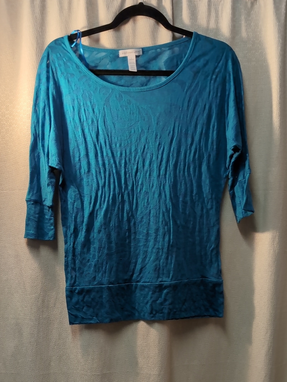 Ambiance Apparel | Semi- Sheer Burnout Doloman Blouse